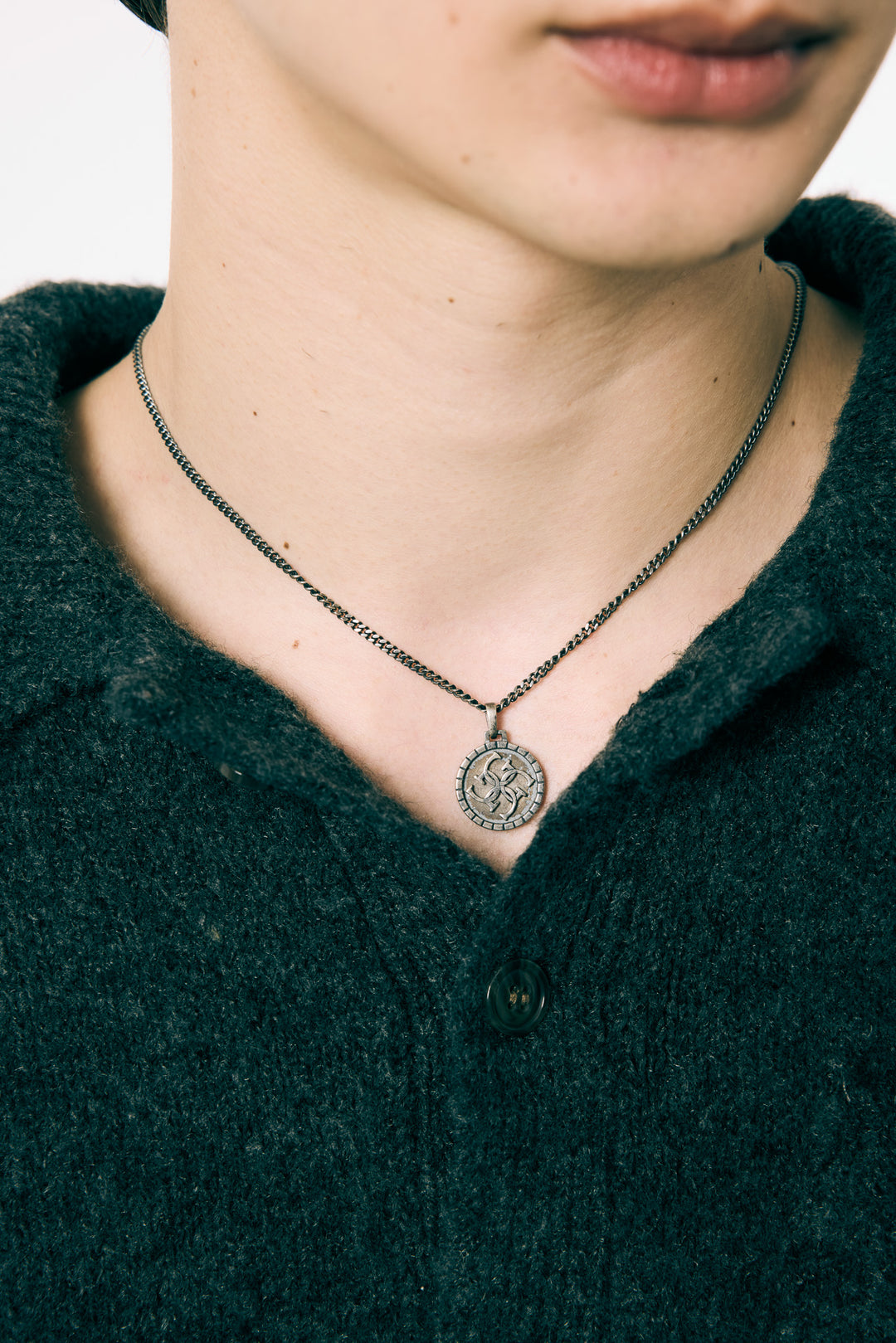 Cross Coin necklace 【SMOKED SILVER】