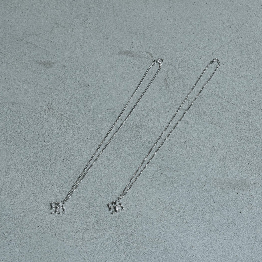 Cross logo necklace - white silver